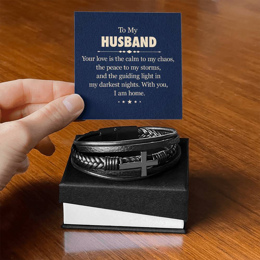 To My Husband | Men's Cross Bracelet | Birthday | Anniversary