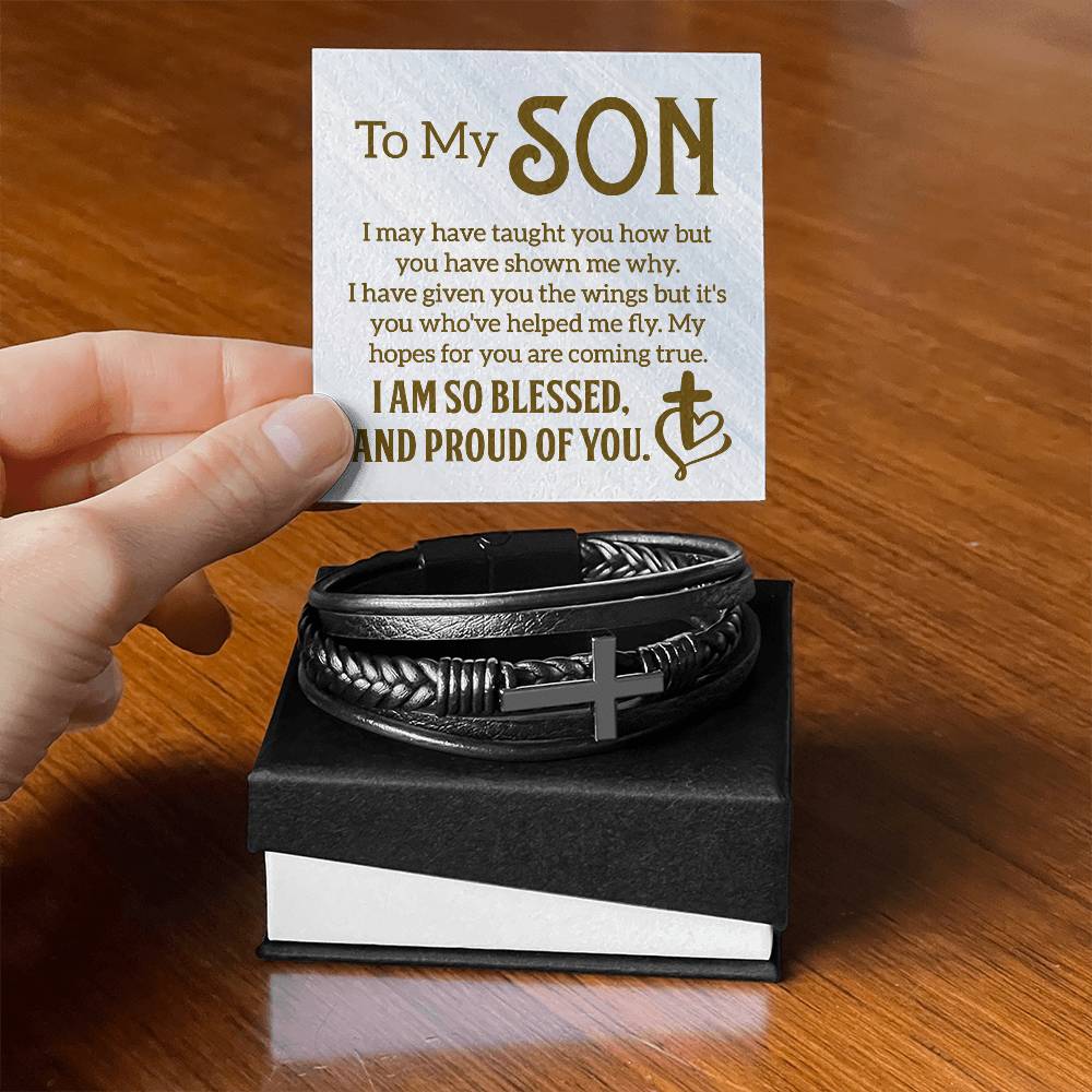 To My Son | Men's Cross Bracelet | Birthday | Just Because | Thinking of You | So Blessed