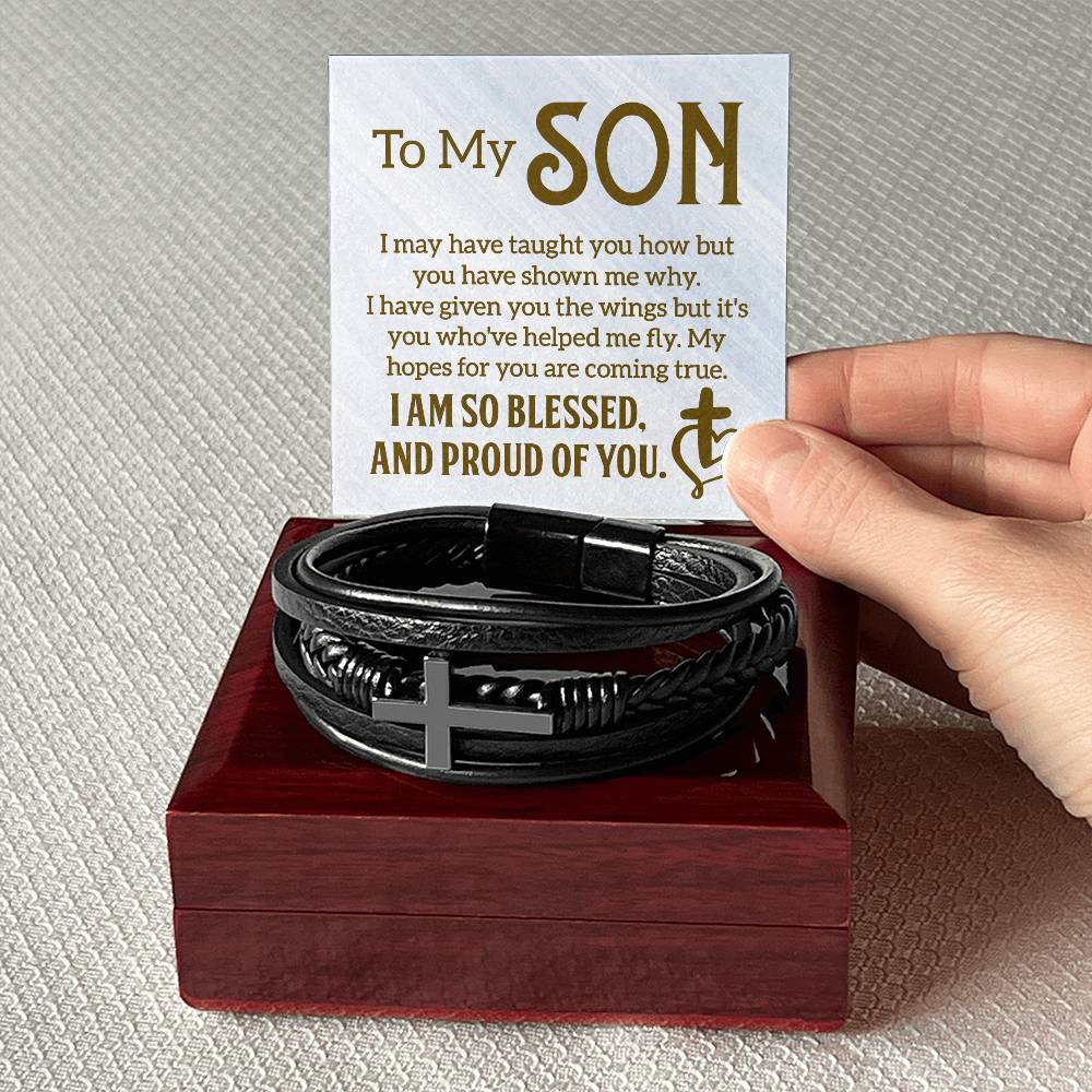 To My Son | Men's Cross Bracelet | Birthday | Just Because | Thinking of You | So Blessed