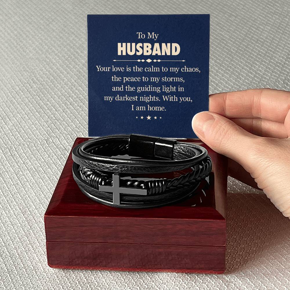 To My Husband | Men's Cross Bracelet | Birthday | Anniversary