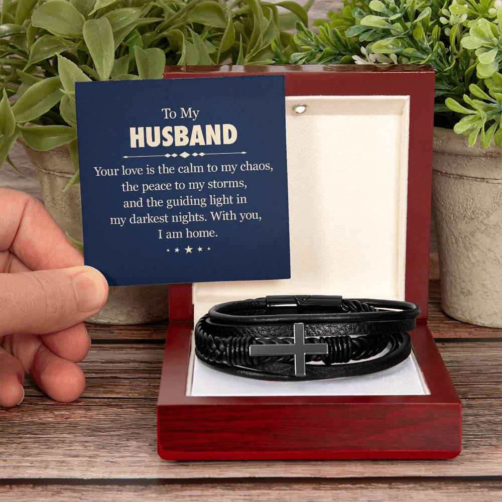 To My Husband | Men's Cross Bracelet | Birthday | Anniversary