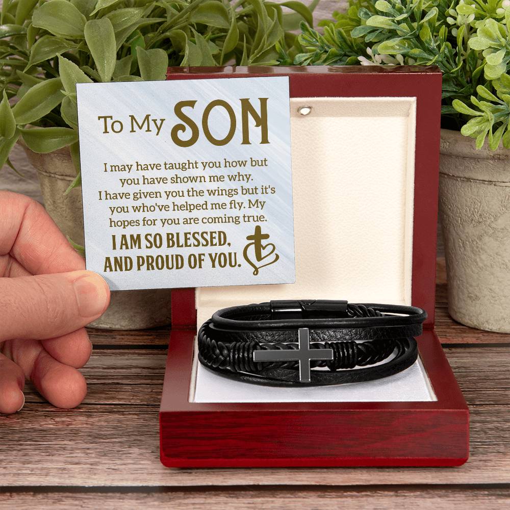 To My Son | Men's Cross Bracelet | Birthday | Just Because | Thinking of You | So Blessed