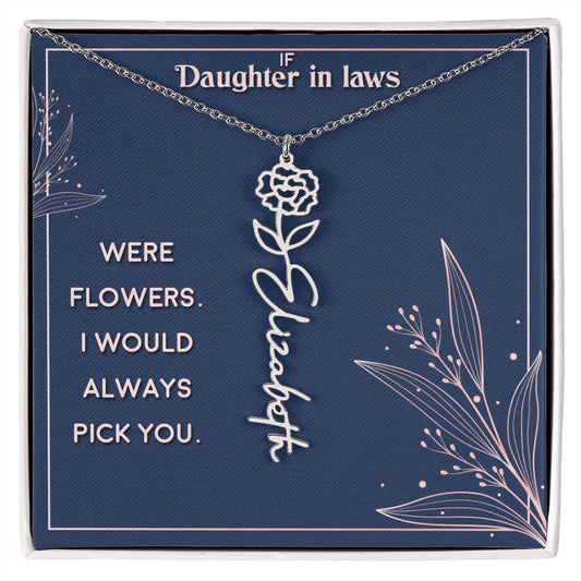 Daughter-in-laws | Flower Name necklace | Anniversary | Birthday | Mother’s Day | Christmas | Just Because | Thank You Gifts